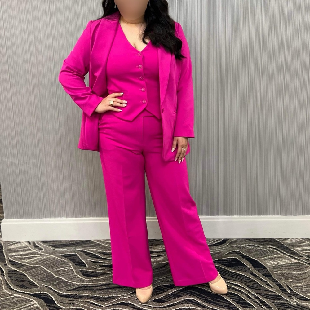 Women's Fuchsia Tailored Blazer & Vest Suit Jacket Set